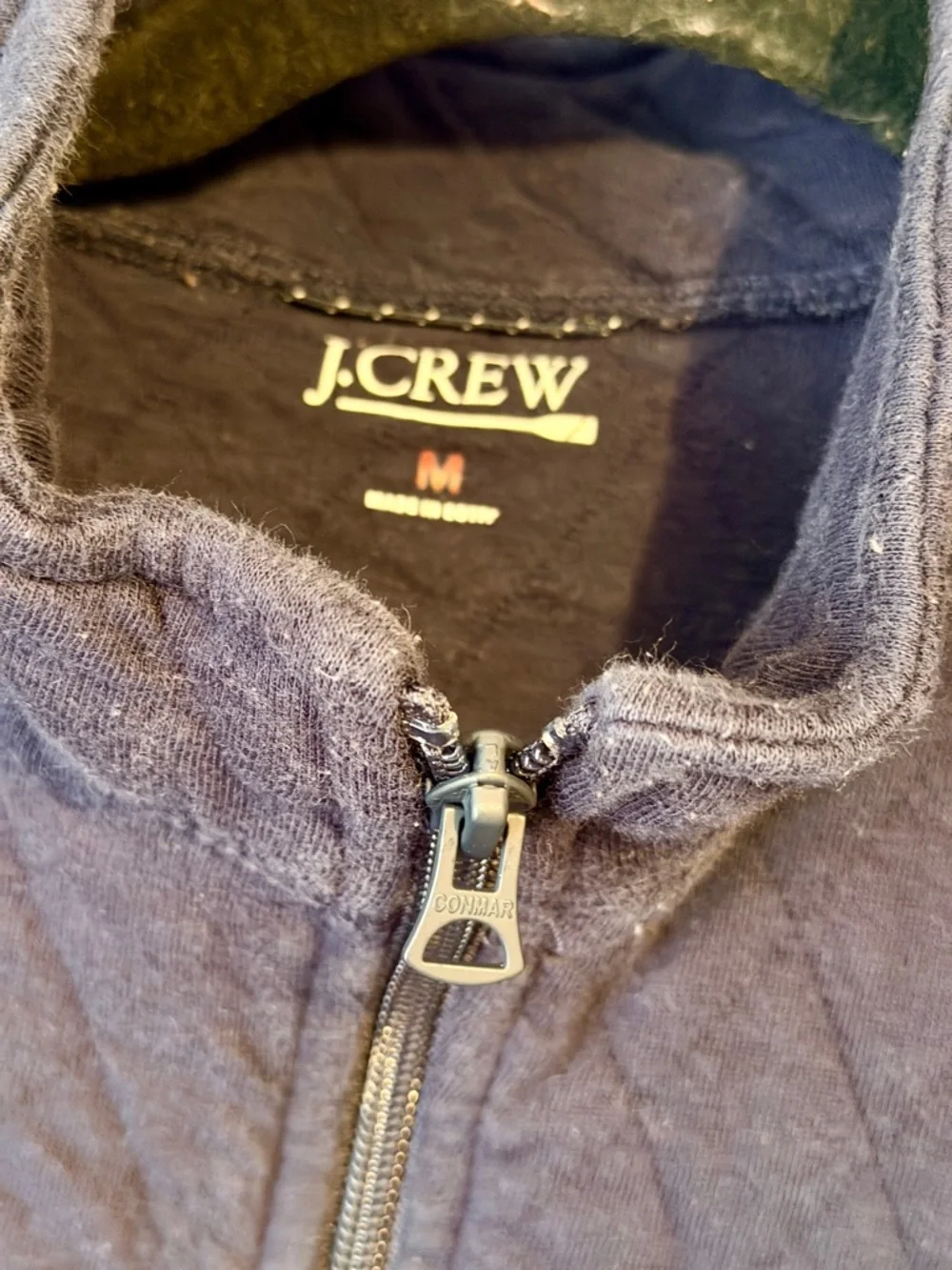 J. Crew Quilted Half-Zip Pullover - Navy Blue - Picture 2 of 9